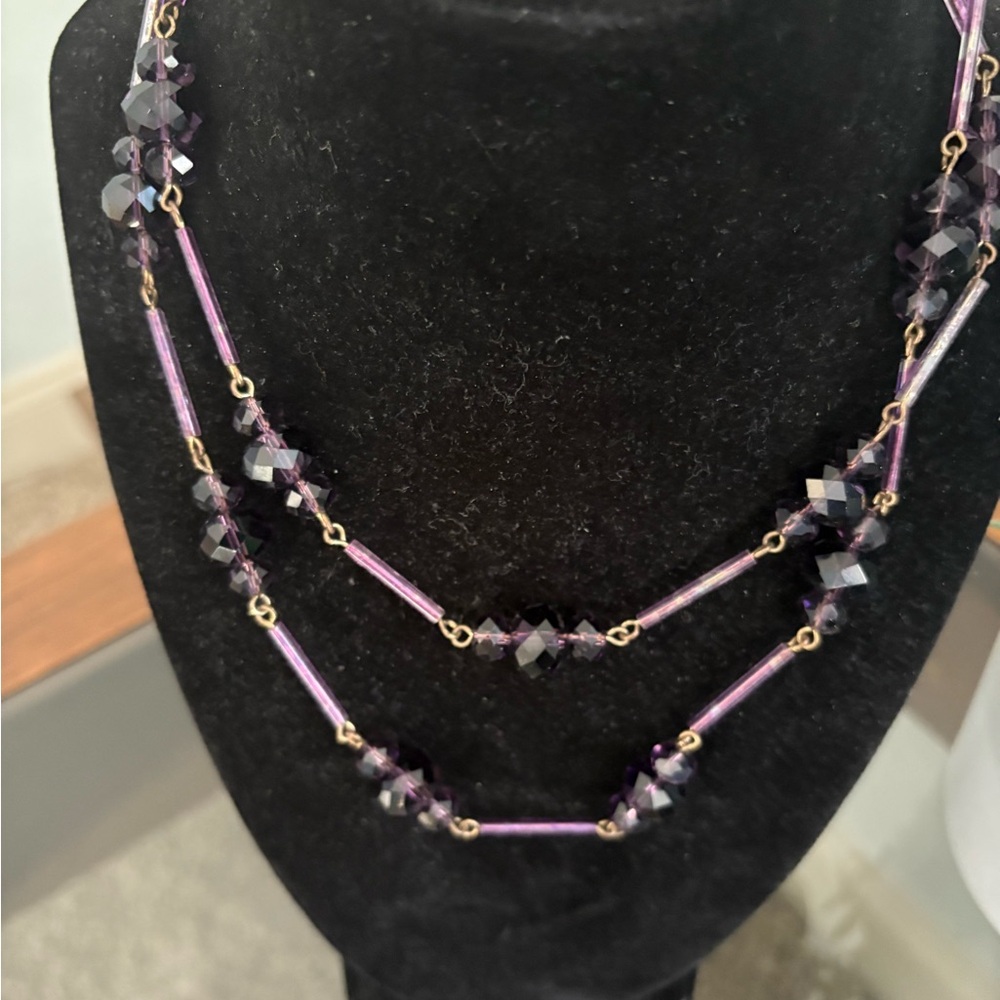 Purple Beaded Necklace - Costume